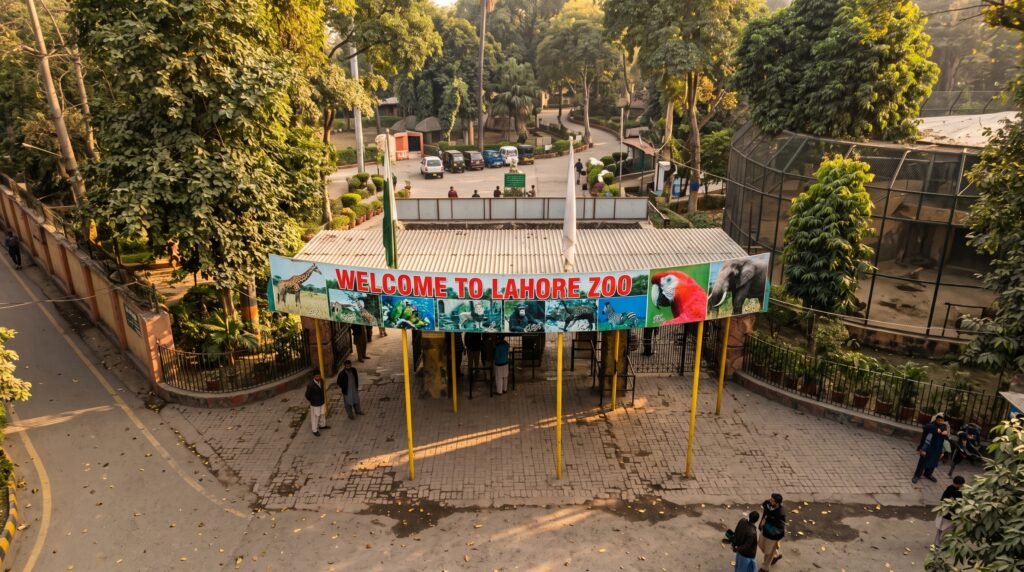 Location and ariel view of lahore zoo