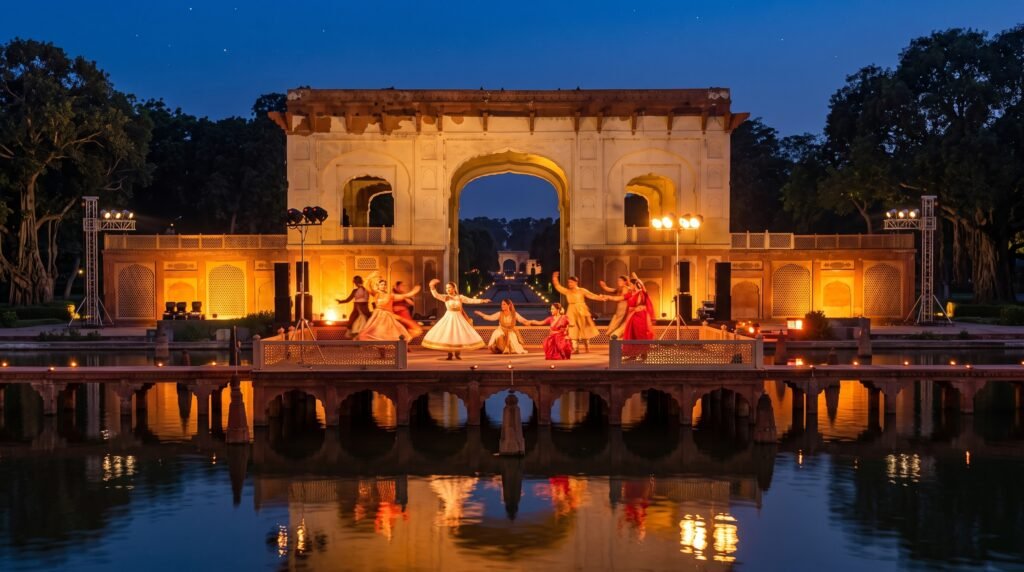 Night view of Lahore Shalamar Bagh