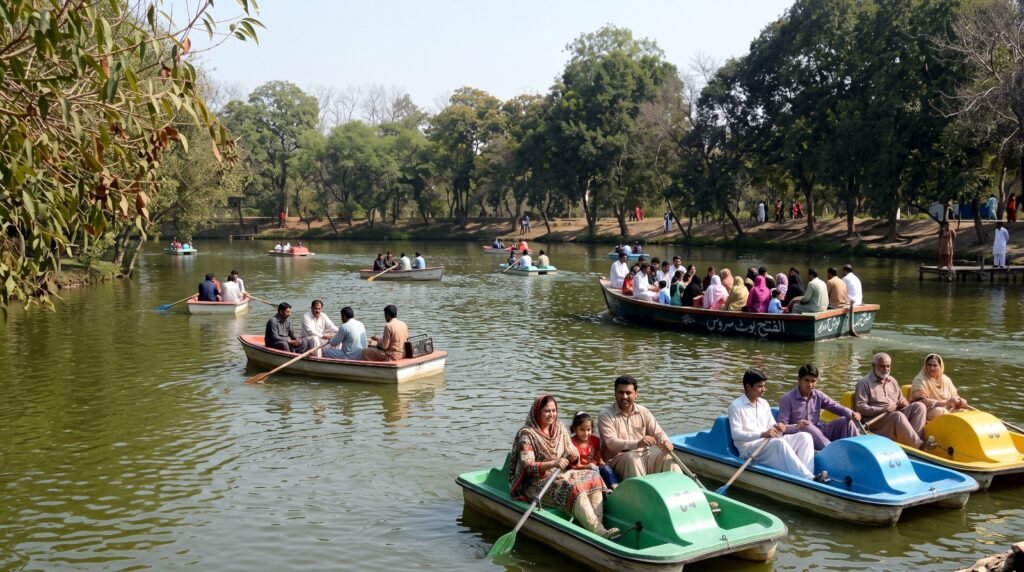 boat lake at Jallo park lahore